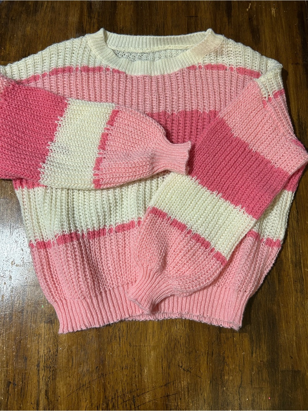 Striped Pink and Cream Knit Sweater